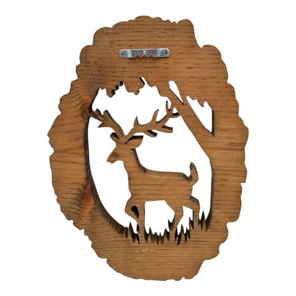 Wood Hand Carved Deer Buck Wall Plaque Art Hanging Vtg Hunting Rustic Cabin EUC - Picture 2 of 6